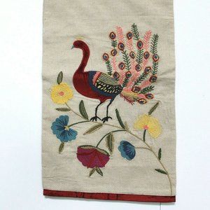 Pier 1 Imports Peacock Floral Embroidered Table Runner